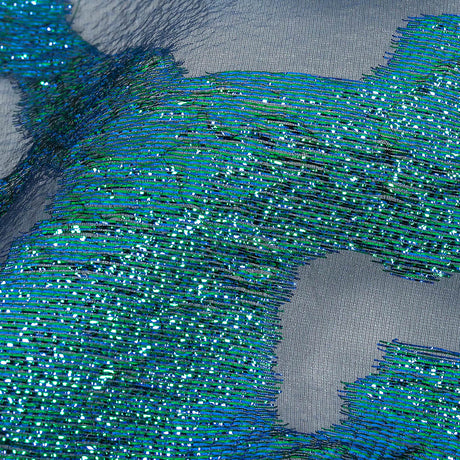 Metallic Royal and Emerald Animal Spots Luxury Burnout Brocade