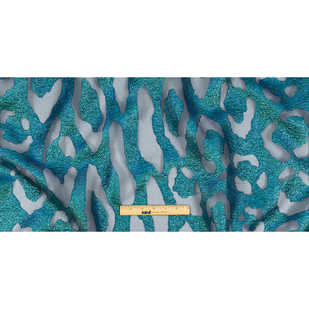 Metallic Royal and Emerald Animal Spots Luxury Burnout Brocade