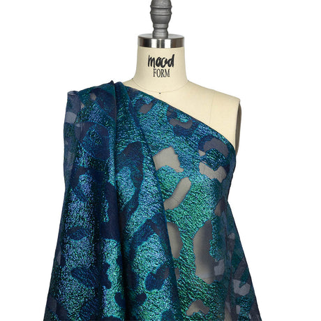 Metallic Royal and Emerald Animal Spots Luxury Burnout Brocade