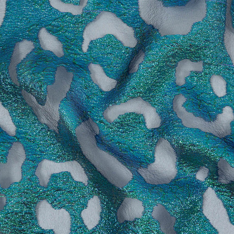 Metallic Royal and Emerald Animal Spots Luxury Burnout Brocade