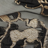 Metallic Gold and Black Roses Luxury Organza Burnout Brocade