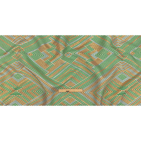 Metallic Gold, Powder Blue and Seafoam Diamond Stripes Luxury Brocade