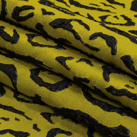 Metallic Black and Mustard Animal Spots Luxury Brocade