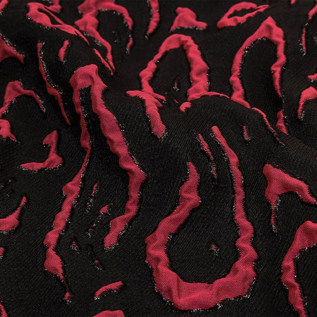 Metallic Black and Hot Pink Animal Spots Luxury Brocade