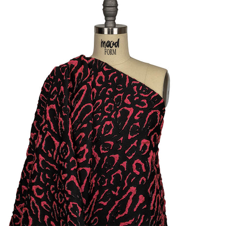 Metallic Black and Hot Pink Animal Spots Luxury Brocade
