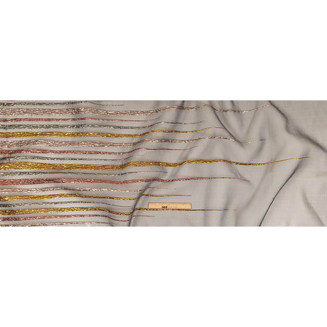 Metallic Rose, Silver and Gold Fading Lines Luxury Organza Brocade