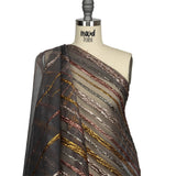 Metallic Rose, Silver and Gold Fading Lines Luxury Organza Brocade
