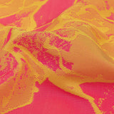 Neon Pink and Yellow Distressed Roses Luxury Brocade