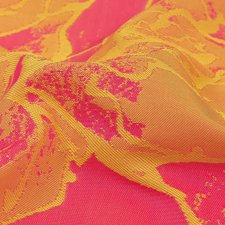 Neon Pink and Yellow Distressed Roses Luxury Brocade