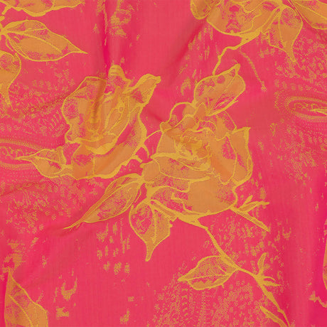 Neon Pink and Yellow Distressed Roses Luxury Brocade