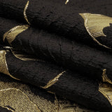Metallic Gold and Black Floral Border Print Luxury Brocade