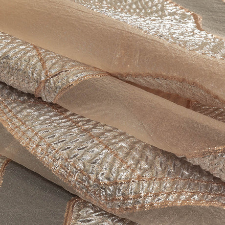 Metallic Silver and Rose Gold Abstract Luxury Burnout Brocade