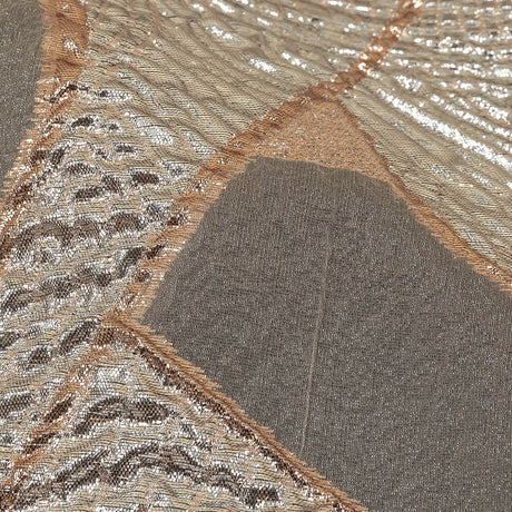 Metallic Silver and Rose Gold Abstract Luxury Burnout Brocade