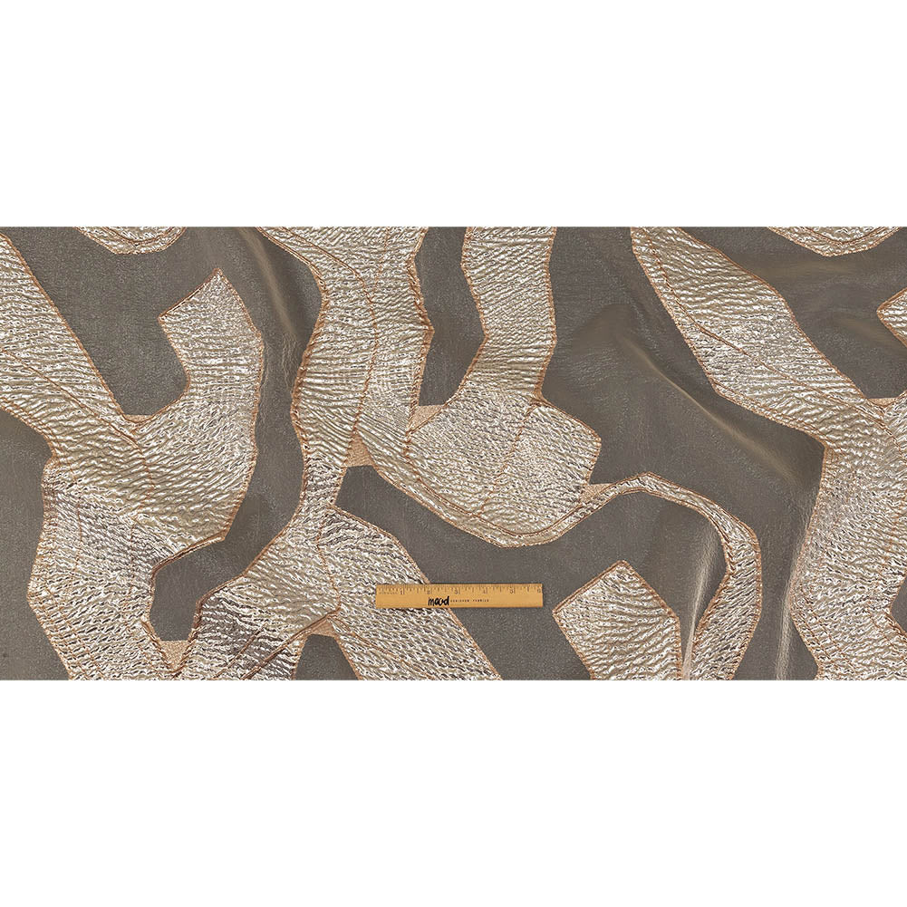 Metallic Silver and Rose Gold Abstract Luxury Burnout Brocade
