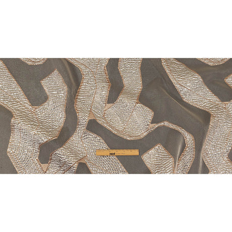 Metallic Silver and Rose Gold Abstract Luxury Burnout Brocade