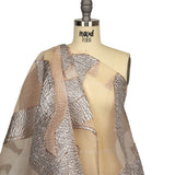 Metallic Silver and Rose Gold Abstract Luxury Burnout Brocade