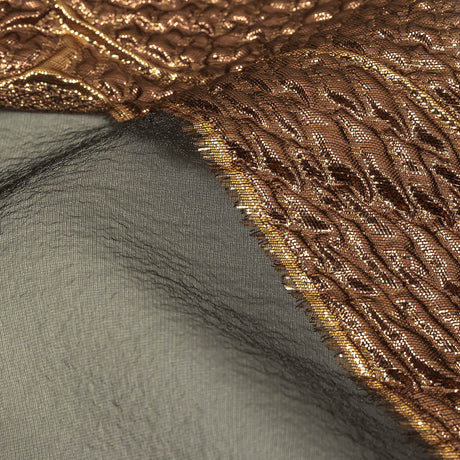 Metallic Bronze and Black Abstract Luxury Burnout Brocade