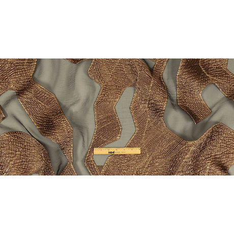 Metallic Bronze and Black Abstract Luxury Burnout Brocade