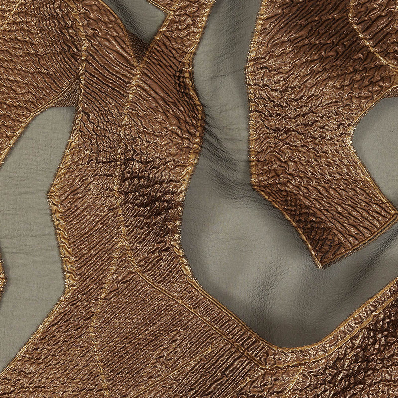 Metallic Bronze and Black Abstract Luxury Burnout Brocade
