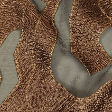 Metallic Bronze and Black Abstract Luxury Burnout Brocade