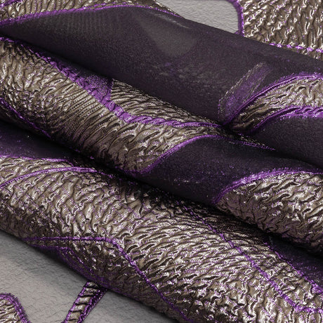 Metallic Silver and Purple Abstract Luxury Burnout Brocade