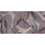 Metallic Silver and Purple Abstract Luxury Burnout Brocade