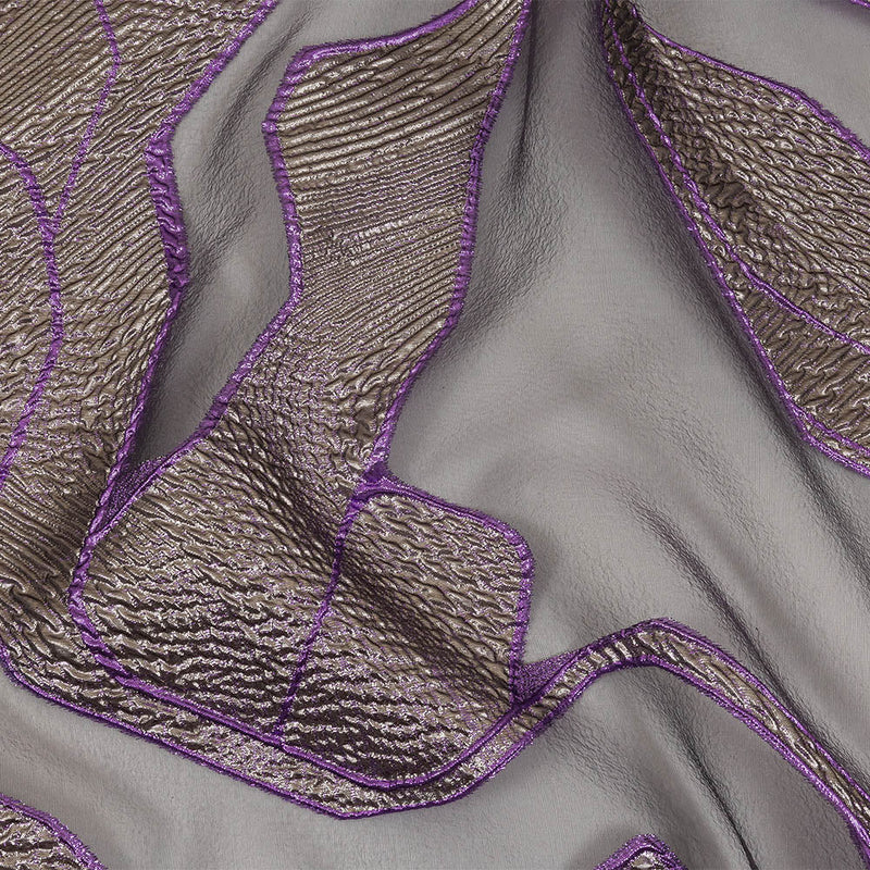 Metallic Silver and Purple Abstract Luxury Burnout Brocade