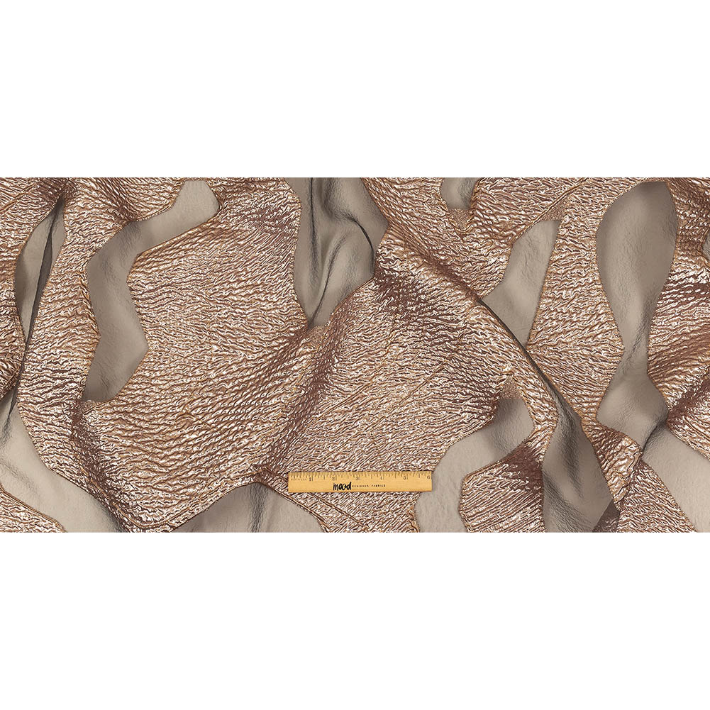 Metallic Rose Gold Abstract Luxury Burnout Brocade