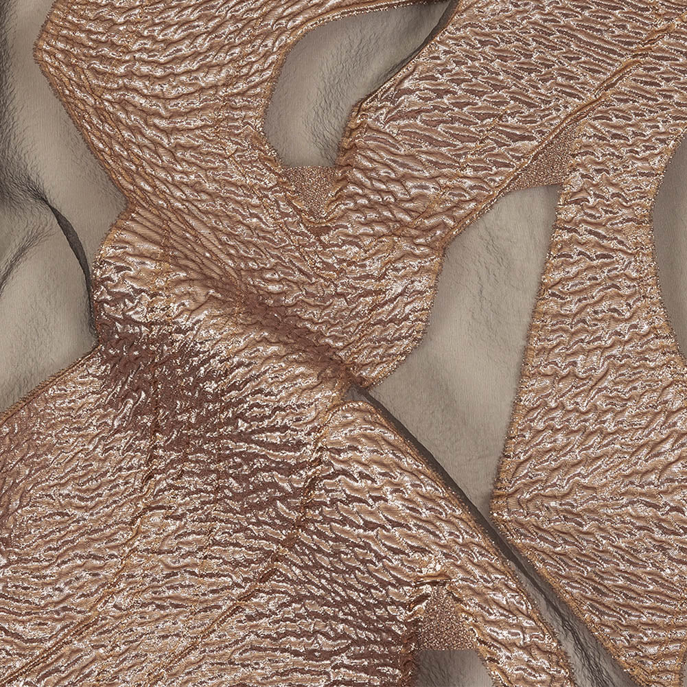 Metallic Rose Gold Abstract Luxury Burnout Brocade