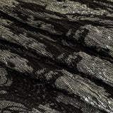 Metallic Silver and Black Wood Grain Luxury Plisse Brocade