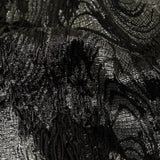Metallic Silver and Black Wood Grain Luxury Plisse Brocade