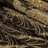 Metallic Gold and Black Wood Grain Luxury Plisse Brocade