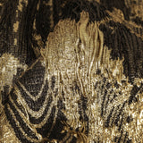 Metallic Gold and Black Wood Grain Luxury Plisse Brocade
