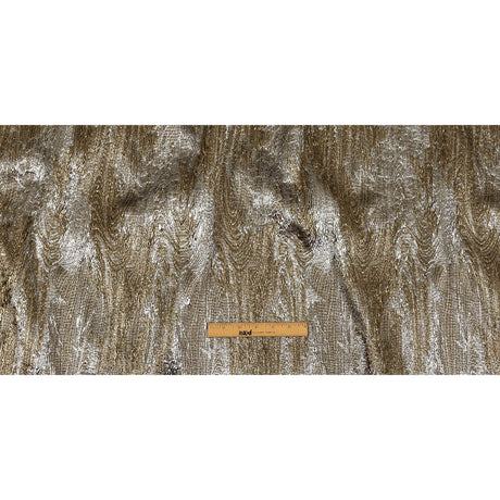 Metallic Silver and Gold Wood Grain Luxury Plisse Brocade