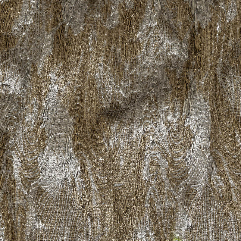 Metallic Silver and Gold Wood Grain Luxury Plisse Brocade