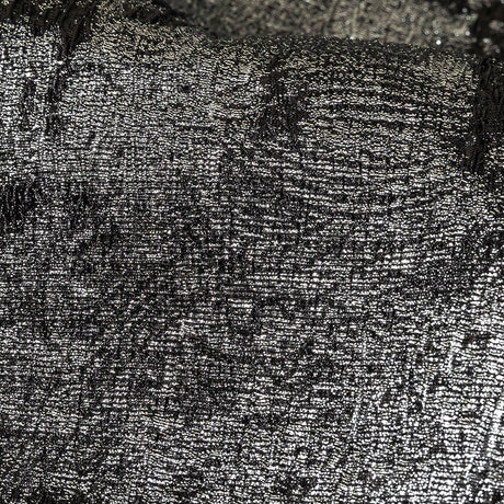 Metallic Silver and Black Abstract Luxury Plisse Brocade