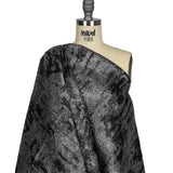Metallic Silver and Black Abstract Luxury Plisse Brocade