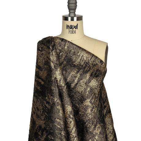 Metallic Gold and Black Abstract Luxury Plisse Brocade