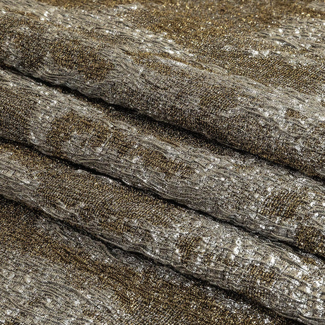 Metallic Silver and Gold Abstract Luxury Plisse Brocade
