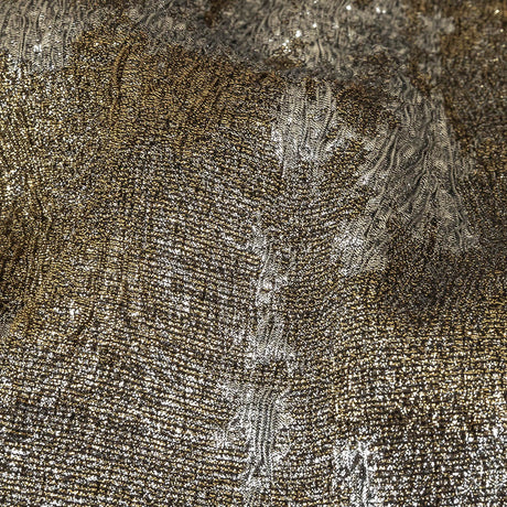Metallic Silver and Gold Abstract Luxury Plisse Brocade