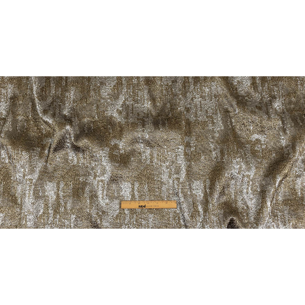 Metallic Silver and Gold Abstract Luxury Plisse Brocade