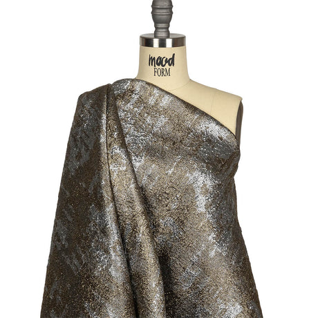 Metallic Silver and Gold Abstract Luxury Plisse Brocade