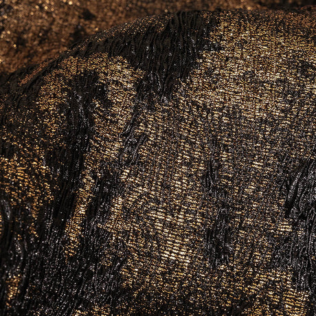 Metallic Bronze and Black Abstract Luxury Plisse Brocade