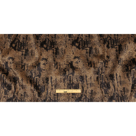 Metallic Bronze and Black Abstract Luxury Plisse Brocade