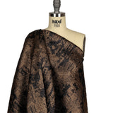 Metallic Bronze and Black Abstract Luxury Plisse Brocade