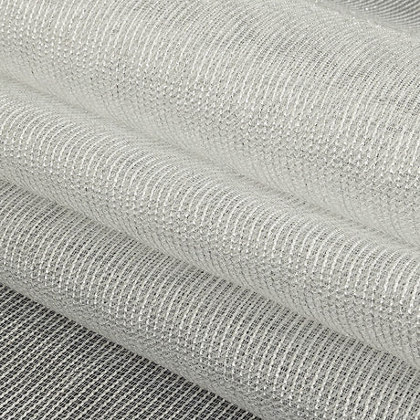 Metallic Silver and White Textural Stripes Luxe Novelty Mesh