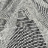 Metallic Silver and White Textural Stripes Luxe Novelty Mesh