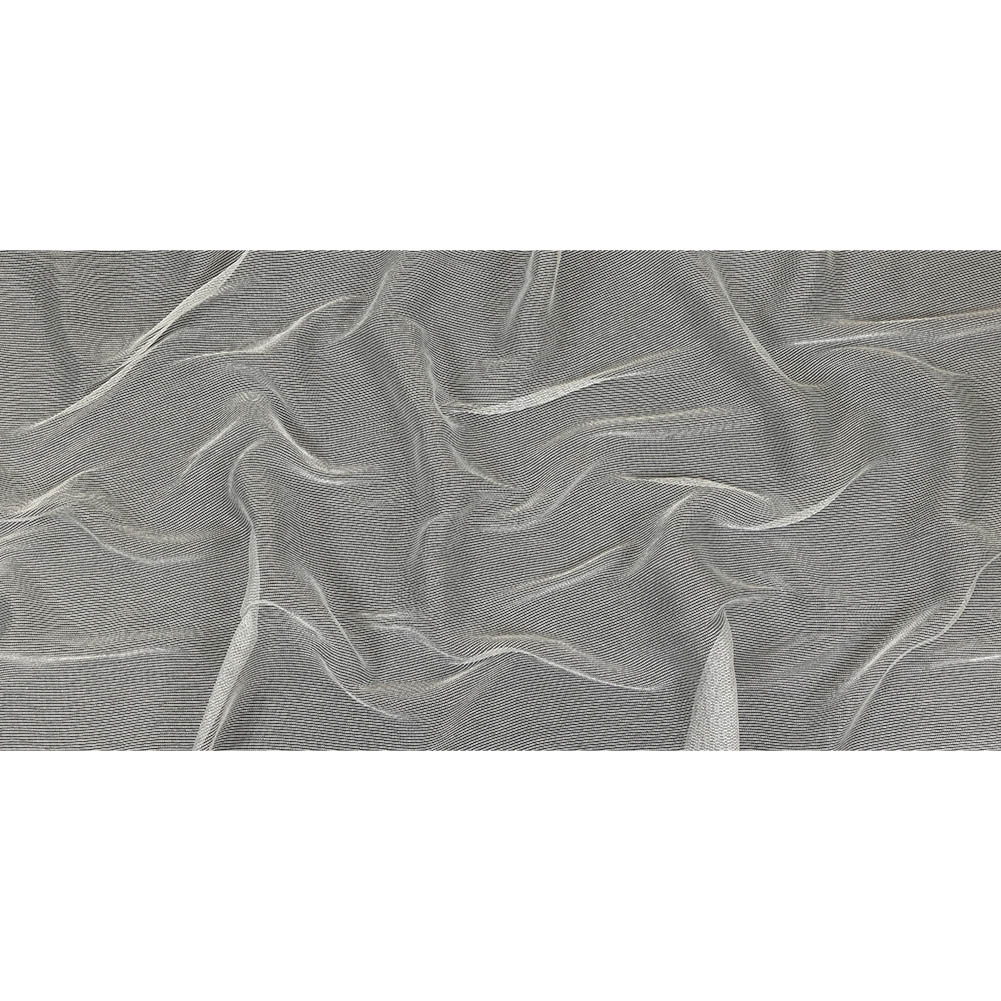 Metallic Silver and White Textural Stripes Luxe Novelty Mesh