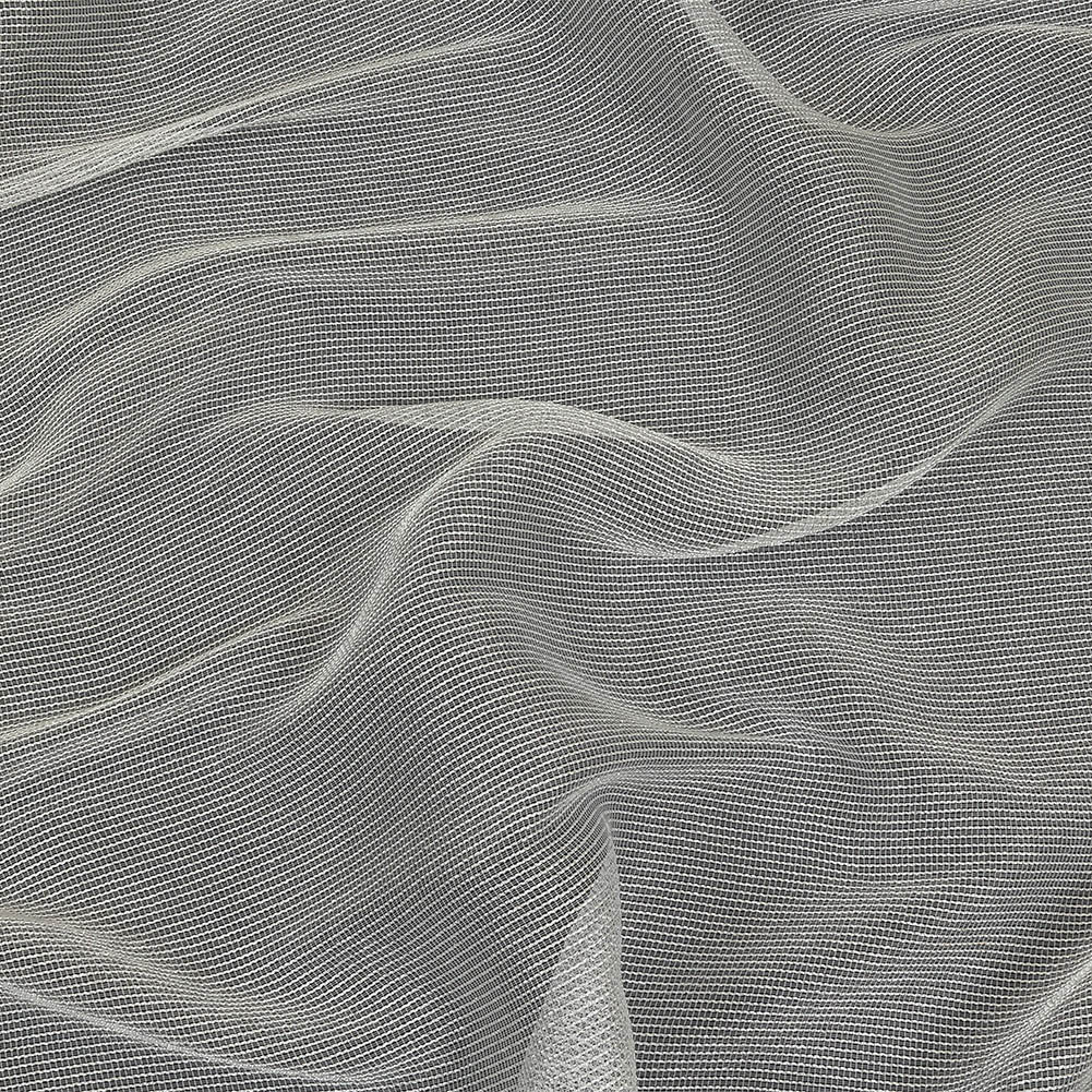 Metallic Silver and White Textural Stripes Luxe Novelty Mesh