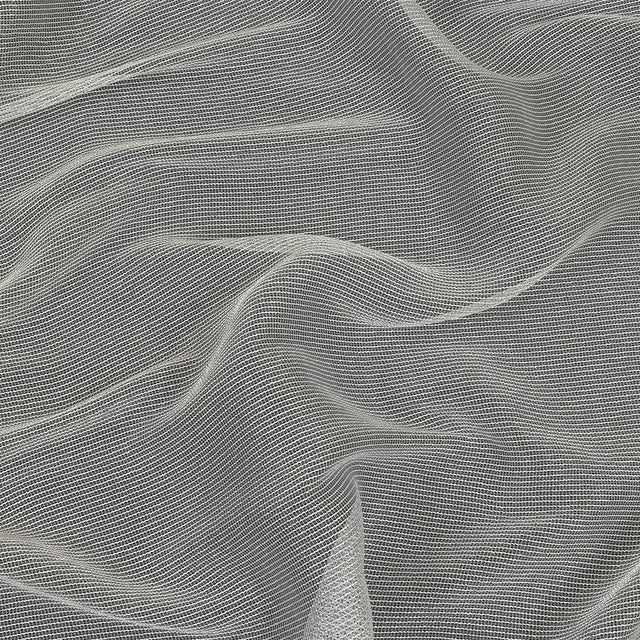 Metallic Silver and White Textural Stripes Luxe Novelty Mesh